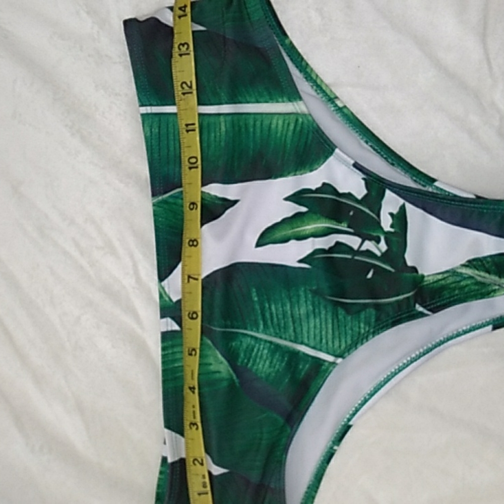 High Waist bikini BOTTOM Sz 6 ZAFUL Green White Bathing Swim 👙 Suit - Picture 4 of 5